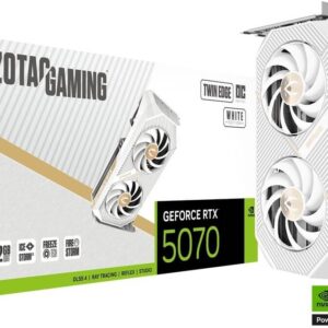 ZOTAC GAMING GeForce RTX 5070 Twin Edge OC Graphics Card, 12GB GDDR7 192-Bit Memory, 2542 MHz Engine Clock, 28 Gbps Memory Clock, 6144 CUDA Cores, PCI Express 5.0 x16, White | ZT-B50700Q-10P