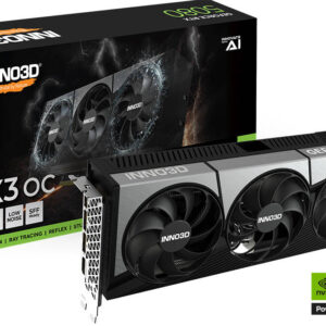 Inno3D GeForce RTX 5080 X3 OC 16GB Graphics Card, GDDR7 256-Bit Memory, 2295 MHz Base Clock, 30 Gbps Memory Clock, 10752 CUDA Cores, PCI Express Gen 5, Black | N50803-16D7X-17603930