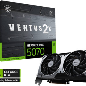 MSI GeForce RTX 5070 VENTUS 2X OC Graphics Card, 12GB GDDR7 192-Bit Memory, 2542 MHz Boost Clock, 6114 CUDA Cores, 28 Gbps Memory Speed, PCI Express Gen 5 | 912-V532-009