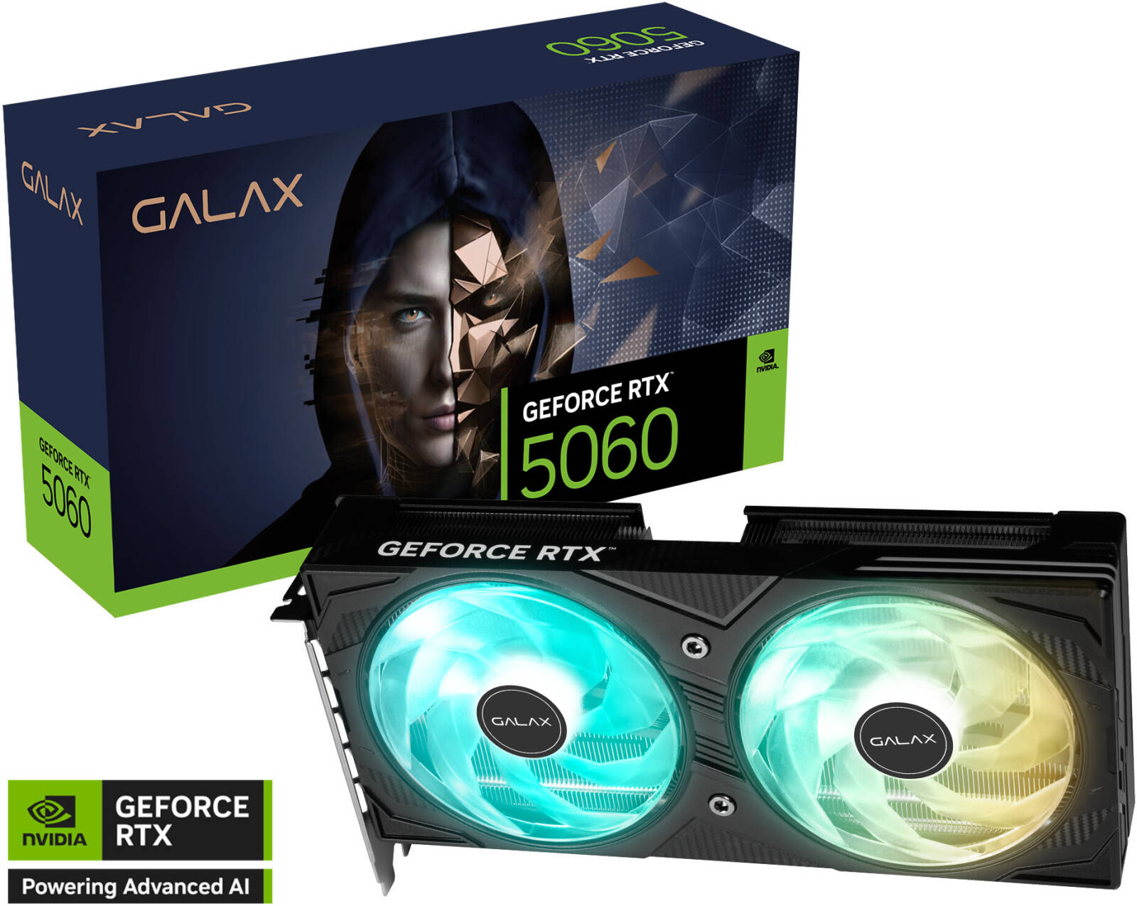 Galax GeForce RTX 5060 EX Graphics Card, 8GB GDDR7 128-bit Memory, 2535MHz Boost Clock, 28 Gbps Memory Speed, 3840 CUDA Cores, PCI-Express 4.0 | 56NSN8MDDAEX