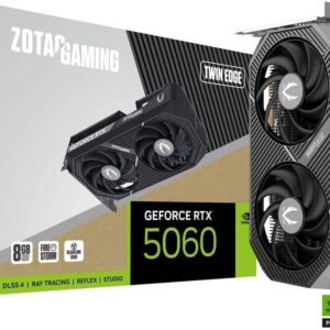 ZOTAC GAMING GeForce RTX 5060 Twin Edge 8GB Graphics Card, GDDR7 128-Bit Memory, 2497 MHz Engine Clock, 28 Gbps Memory Clock, 3840 CUDA Cores, PCI Express 5.0 x8 | ZT-B50600E-10M