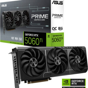 ASUS PRIME GeForce RTX 5060 Ti OC Edition Graphics Card, 8GB GDDR7 128-Bit Memory, 2617 MHz Boost Clock, 28 Gbps Memory Speed, 4608 CUDA Cores, PCI Express 5.0 | 90YV0MP0-M0NA00