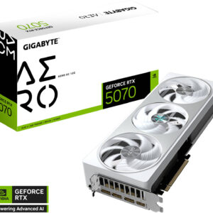 GIGABYTE GeForce RTX 5070 AERO OC Graphics Card, 12GB GDDR7 192-Bit Memory, 2625 MHz Core Clock, 6144 CUDA Cores, 28 Gbps Memory Clock, PCI-Express 5.0, White | GV-N5070AERO OC-12GD