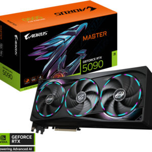 GIGABYTE AORUS GeForce RTX 5090 MASTER Graphics Card, 32GB GDDR7 512-Bit Memory, 2655 MHz Core Clock, 21760 CUDA Cores, PCI Express 5.0 | GV-N5090AORUS M-32GD