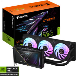 GIGABYTE AORUS GeForce RTX 5080 XTREME WATERFORCE Graphics Card, 16GB GDDR7 256-Bit Memory, 2805 MHz Core Clock, 30 Gbps Memory Speed, 10752 CUDA Cores, PCI-Express 5.0 | GV-N5080AORUSX W-16GD
