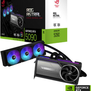 ASUS ROG Astral LC GeForce RTX 5090 OC Edition Graphics Card, 32GB GDDR7 512-Bit Memory, 2580 MHz Boost Clock, 21760 CUDA Cores, 28 Gbps Memory Speed, PCI Express 5.0 | 90YV0LW2-M0NA00