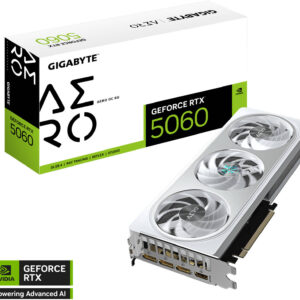 GIGABYTE GeForce RTX 5060 AERO OC Graphics Card, 8GB GDDR7 128-Bit Memory, 2595 MHz Core Clock, 3840 CUDA Cores, 28 Gbps Memory Speed, PCI Express 5.0, White | GV-N5060AERO OC-8GD