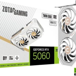 ZOTAC GAMING GeForce RTX 5060 Twin Edge OC 8GB White Edition Graphics Card, GDDR7 128-Bit Memory, 2497 MHz Engine Clock, 28 Gbps Memory Clock, 3840 CUDA Cores, PCI Express 5.0 x8 | ZT-B50600Q-10M