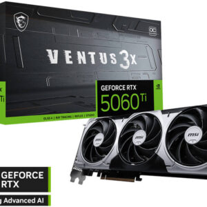 MSI GeForce RTX 5060 Ti 8G VENTUS 3X OC Graphics Card, 8GB GDDR7 128-Bit Memory, 2602 MHz Boost Clock, 28 Gbps Memory Speed, 4608 CUDA Cores, PCI Express Gen 5 x16 | 912-V812-079