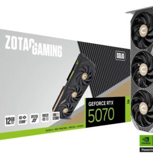 ZOTAC GAMING GeForce RTX 5070 SOLID Graphics Card, 12GB GDDR7 192-Bit Memory, 2512MHz Engine Clock, 28 Gbps Memory Clock, 6144 CUDA Cores, PCI Express 5.0 x16 | ZT-B50700D-10P