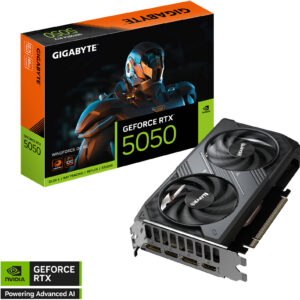 GIGABYTE GeForce RTX 5050 WINDFORCE OC 8GB Graphics Card, GDDR6 128-Bit Memory, 2587 MHz Core Clock, 20 Gbps Memory Clock, 2560 CUDA Cores, PCI-Express 5.0 | GV-N5050WF2OC-8GD