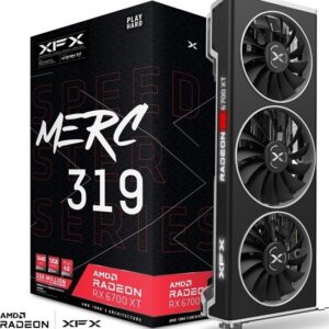 XFX Speedster Merc 319 AMD Radeon RX 6700 XT Black Gaming Graphics Card, 12GB GDDR6 Memory, 192 Bit Bus, 2457MHz, AMD RDNA 2, 16 Gbps, PCI-E 4.0, HDMI, DP | RX-67XTYTBDP. XFX