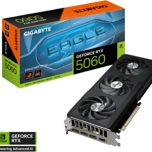 GIGABYTE GeForce RTX 5060 EAGLE MAX OC 8GB Graphics Card, GDDR7 128-Bit Memory, 2550 MHz Core Clock, 28 Gbps Memory Clock, 3840 CUDA Core, PCI-Express 5.0 | GV-N5060EAGLEMAX OC-8GD