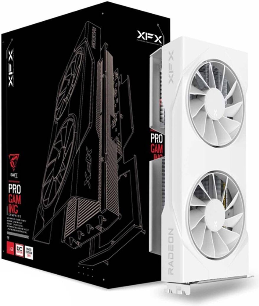 XFX Swift AMD Radeon RX 9060 XT OC Gaming Edition Graphics, 8GB GDDR6 128-Bit Memory, 3320 MHz Boost Speeds, 2048 Stream Processors, 20 Gbps Memory Clock, White | RX-96TSW8GWQ