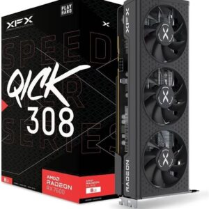 XFX Speedster QICK308 Radeon RX 7600 Black Graphics Card, 8GB GDDR6 128bit Memory, 2755 MHz Boost Clock, 18 Gbps Memory Clock, 2048 Steam Processors, PCI-E 4.0, 3‍*DP 2.1 / HDMI 2.1 | RX-76PQICKBY