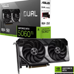 ASUS Dual GeForce RTX 5060 Ti Graphics Card, 8GB GDDR7 128-Bit Memory, 2572 MHz Boost Clock, 28 Gbps Memory Speed, 4608 CUDA Cores, PCI Express 5.0 | 90YV0MP3-M0NA00