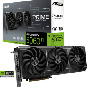 ASUS PRIME GeForce RTX 5060 Ti 16GB GDDR7 OC Edition Graphics Card, 16GB GDDR7 128-Bit Memory, 2617 MHz Boost Clock, 28 Gbps Memory Speed, 4608 CUDA Cores, PCI Express 5.0 | 90YV0MH2-M0NA00