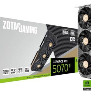 ZOTAC GAMING GeForce RTX 5070 Ti SOLID SFF OC Graphic Cards, 16GB GDDR7 256-Bit Memory, 2482 MHz Engine Clock, 28 Gbps Memory Clock, 8960 CUDA Cores, PCI Express 5.0 x16 | ZT-B50710J3-10P
