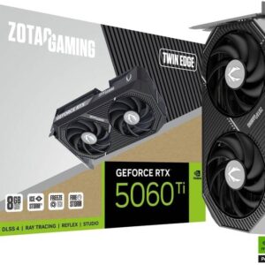 ZOTAC GAMING GeForce RTX 5060 Ti Twin Edge Graphics Card, 8GB GDDR7 128-Bit Memory, 2572 MHz Engine Clock, 28 Gbps Memory Clock, 4608 CUDA Cores, PCI Express 5.0 x8 | ZT-B50610E-10M