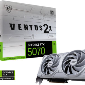 MSI GeForce RTX 5070 VENTUS 2X OC Edition Graphics Card, 12GB GDDR7 192-Bit Memory, 2542 MHz Boost Clock, 6144 CUDA Cores, 28 Gbps Memory Speed, PCI Express Gen 5, White | 912-V532-010