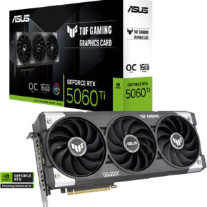 ASUS TUF Gaming GeForce RTX 5060 Ti 16GB GDDR7 OC Edition, 16GB GDDR7 128-Bit Memory, 2662 MHz Boost Clock, 28 Gbps Memory Speed, 4608 CUDA Cores, PCI Express 5.0 | 90YV0MG0-M0NA00