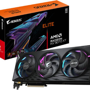 GIGABYTE AORUS Radeon RX 9070 XT ELITE Graphics Card, 16GB GDDR6 256-Bit Memory, 3100 MHz Boost Clock, 20 Gbps Memory Clock, 4096 Stream Processor, PCI-Express 5.0 | GV-R9070XTAORUS E-16GD