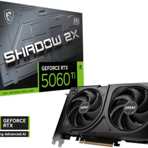 MSI GeForce RTX 5060 Ti 8GB SHADOW 2X OC PLUS Graphics Card, GDDR7 128-Bit Memory, 2602 MHz Boost Clock, 28 Gbps Memory Speed, 4608 CUDA Cores, PCI Express Gen 5 | 912-V536-023