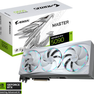 GIGABYTE AORUS GeForce RTX 5090 Master Ice Graphics Card, 32GB GDDR7 512-Bit Memory, 2655 MHz Boost Clock, 21760 CUDA Cores. 28 Gbps Memory Speed, PCI Express 5.0, White | GV-N5090AORUSM ICE-32GD