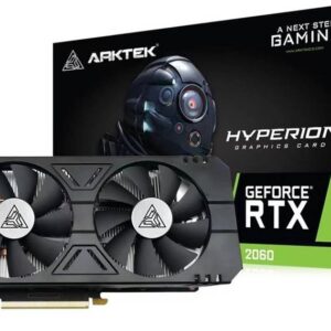 Arktek GeForce RTX 2060 Dual 6GB GDDR6 Graphics Card, 14Gbps Memory Clock, 192-Bit Memory Bus, 1680MHz Engine Clock, 1x DP, 1x HDMI, 1x DVI, Black | TU106-200-KA-A1