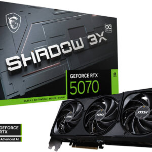 MSI GeForce RTX 5070 12GB SHADOW 3X OC Graphics Card, GDDR7 192-Bit Memory, 2542 MHz Boost Clock, 6144 CUDA Cores, 28 Gbps Memory Speed, PCI Express Gen 5, Black | 912-V532-242