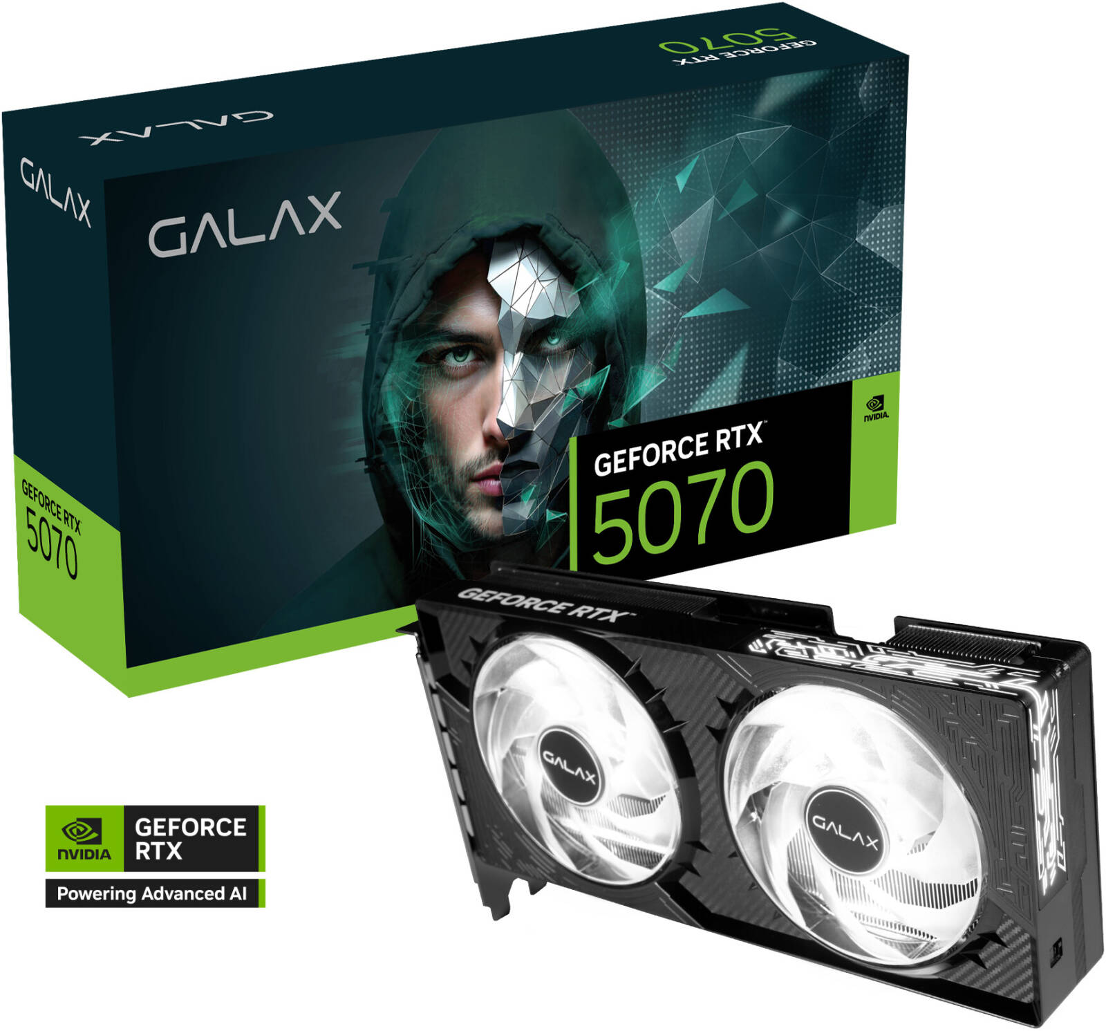 GALAX GeForce RTX 5070 1-Click OC Graphics Card, 12GB GDDR7 192-Bit Memory, 2527MHz Boost Clock, 6144 CUDA Cores, 28 Gbps Memory Speed, PCI-Express 5.0 | 57NON7MDBROC