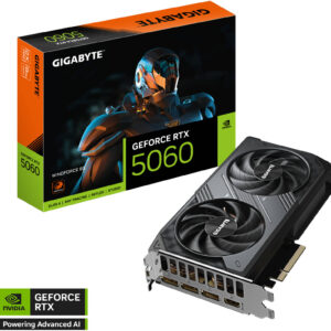 GIGABYTE GeForce RTX 5060 WINDFORCE Graphics Card, 8GB GDDR7 128-Bit Memory, 2497 MHz Core Clock, 3840 CUDA Cores, 28 Gbps Memory Clock, PCI Express 5.0 | GV-N5060WF2-8GD