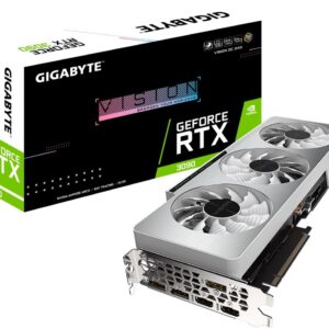 Gigabyte GeForce RTX 3090 Vision OC 24G Graphics Card, ATX, 1‎755 MHz (Reference Card: 1695 MHz), 2‎4GB GDDR6X, 3‎84-bit, PCI-E 4.0 x 16, DP 1.4a x 3, HDMI 2.1 x 2 - White | GV-N3090VISIONOC-24GD