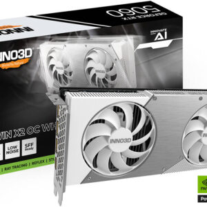 Inno3D GeForce RTX 5060 TWIN X2 OC 8GB Graphics Card, GDDR7 128-Bit Memory, 2280 MHz Base Clock, 28 Gbps Memory Clock, 3840 CUDA Cores, PCI Express Gen 5, White | N50602-08D7X-195070W