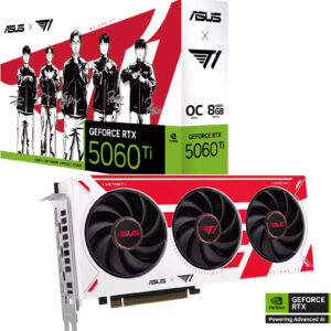 ASUS T1 GeForce RTX 5060 Ti OC Edition Graphics Card, 8GB GDDR7 128-Bit Memory, 2632 MHz Boost Clock, 28 Gbps Memory Speed, 4608 CUDA Cores, PCI Express 5.0 | 90YV0NT4-M0NA00