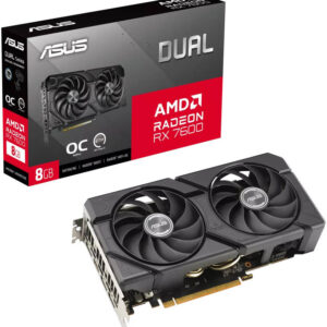 ASUS Dual Radeon™ RX 7600 EVO OC Edition Graphics Card, 8GB GDDR6, Up To 2715 MHz, PCIe 4.0, 3 x DisplayPort 1.4, 1 x HDMI 2.1 VRR Port, Axial-Tech Dual Fan Design, Black | 90YV0LD0-M0NA00