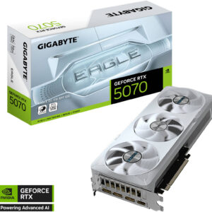 Gigabyte GeForce RTX 5070 EAGLE OC ICE SFF Graphics Card, 12GB GDDR7 192-Bit Memory, 2587 MHz Core Clock, 6144 CUDA Cores, 28 Gbps Memory Speed, PCI-Express 5.0 | GV-N5070EAGLEOC ICE-12GD