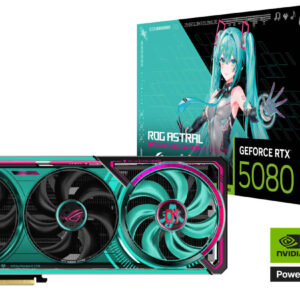 ASUS ROG Astral GeForce RTX 5080 OC Hatsune Miku Edition Graphics Card, 16GB GDDR7 256-Bit Memory, 2760 MHz Boost Clock, 10752 CUDA Cores, 30 Gbps Memory Speed | 90YV0LV9-M0NM00